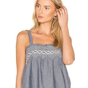 *3 DAY SALE* NWT $218 Current/Elliott Smocked Embroid. Tank Chambray Sz 3 (L)